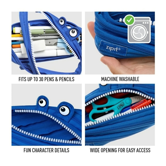 ZIPIT Monster Pencil Case Holds Up to 30 Pens, Machine Washable - Picture 5 of 10